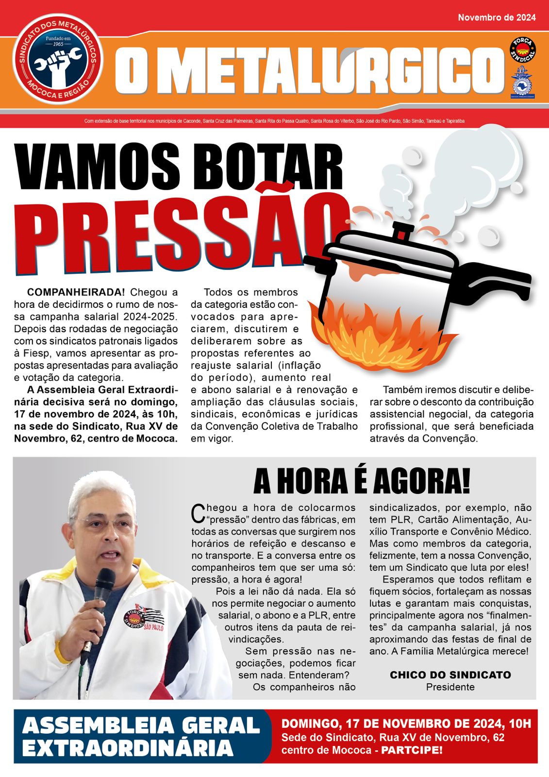 CONVOCAÇÃO | Assembleia Geral Extraordinária 17/11, às 10h